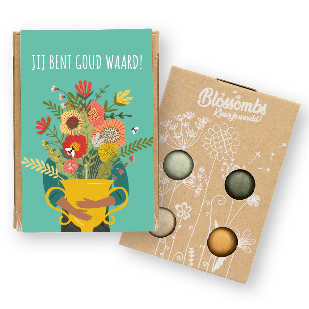 Gift Box Mini met 4 zaadbommetjes - Jij bent goud waard