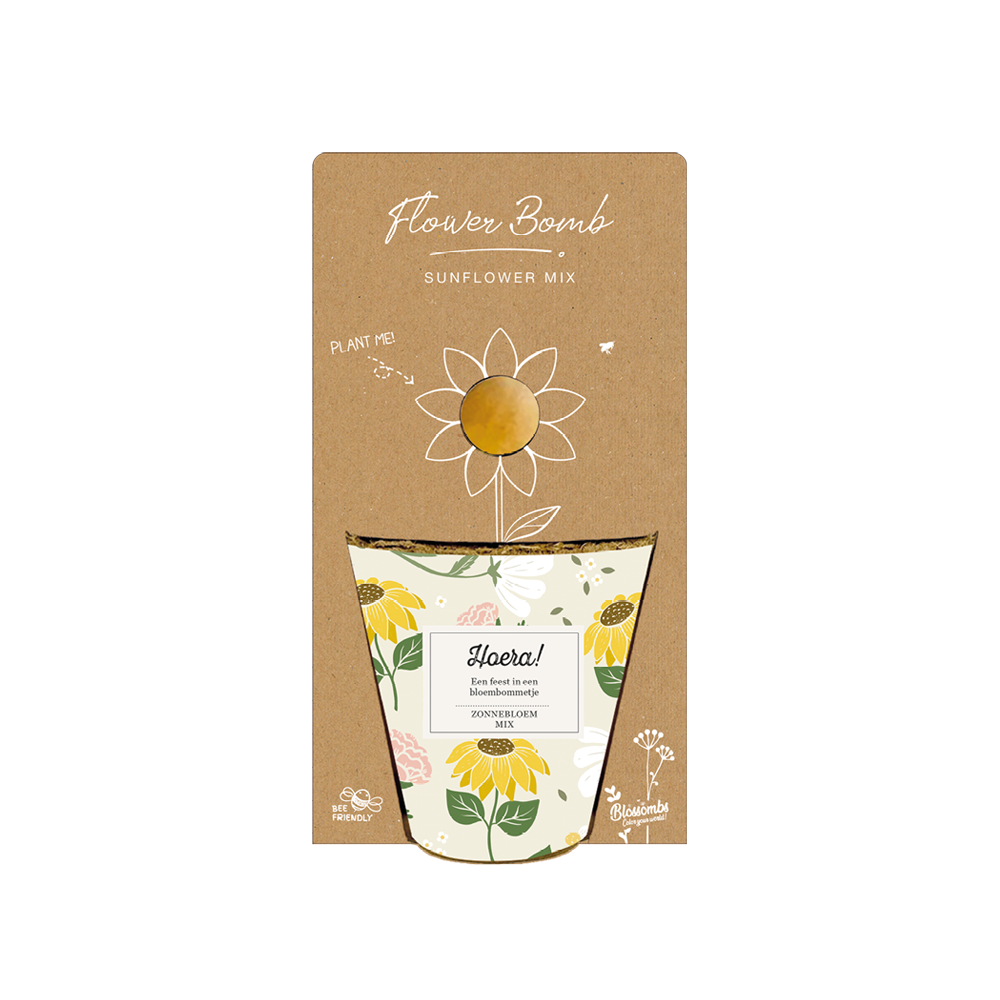 Grow Kit "Hoera!" met Zonnebloem Mix Zaadbommetje
