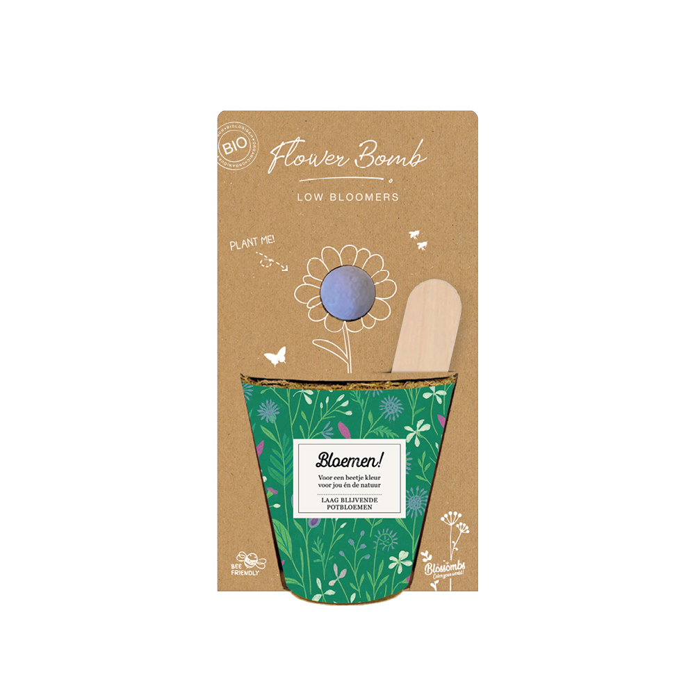 Grow kit "Bloemen!" met Laagbloeiende Mix Zaadbommetje