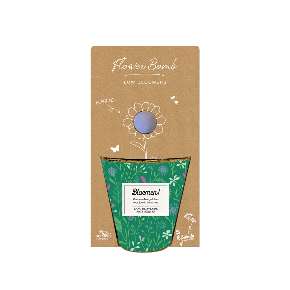 Grow kit "Bloemen!" met Laagbloeiende Mix Zaadbommetje