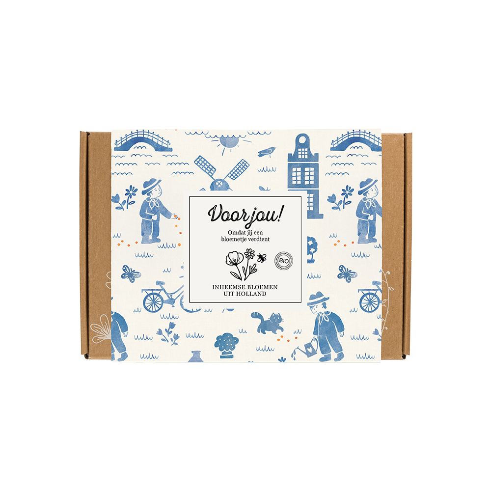 Gift Box Small "Voor jou!" met 7 Hollandse Mix Zaadbommetjes