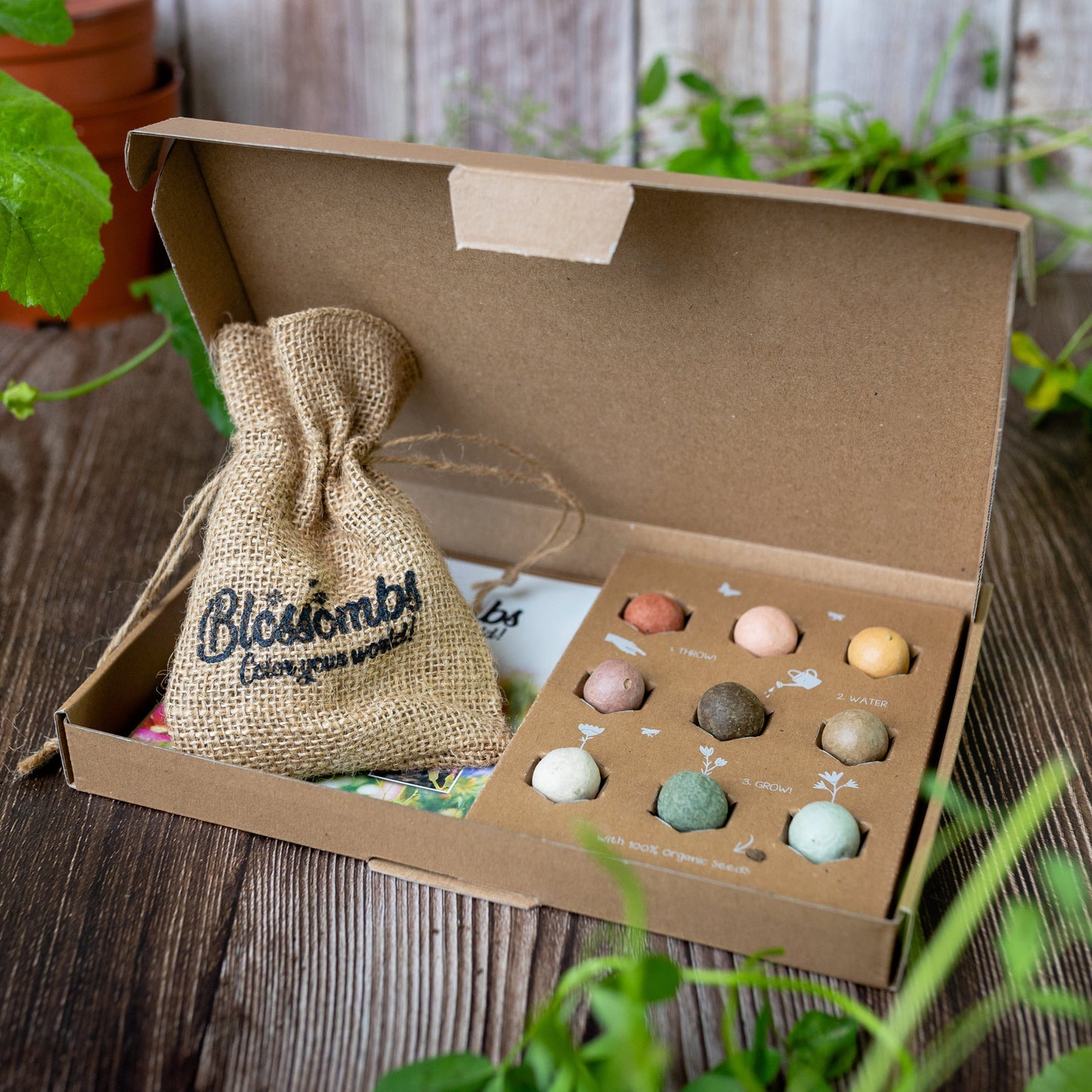Gift Box Large met 9 zaadbommetjes en jutezakje