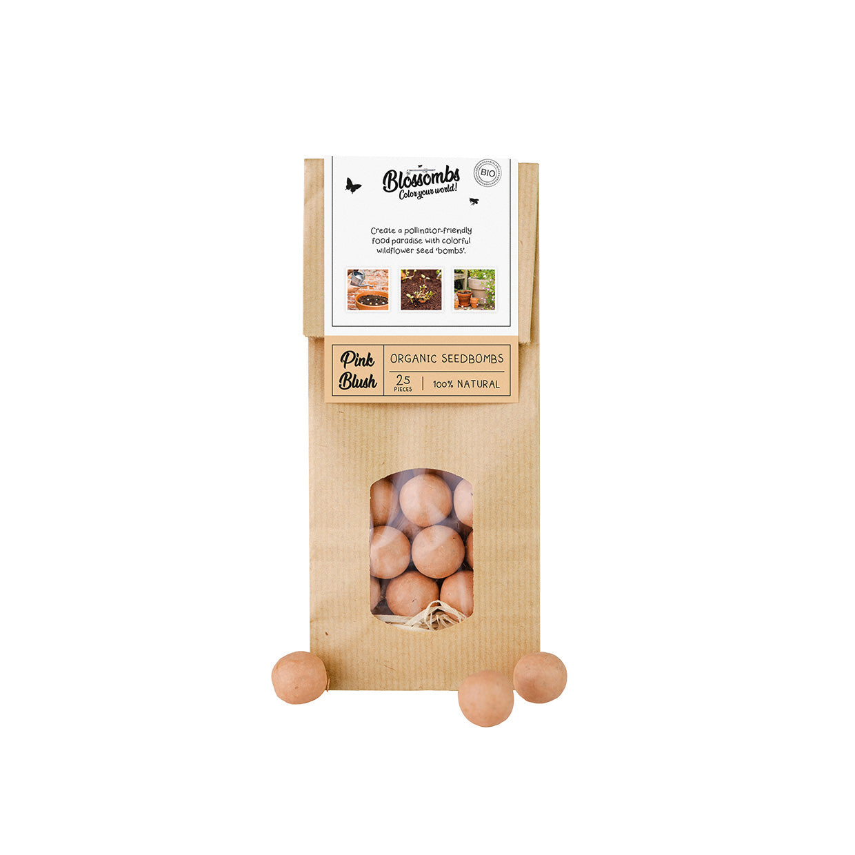 Kraft zak (met 10 of 25 Blossombs Bloembommetjes)