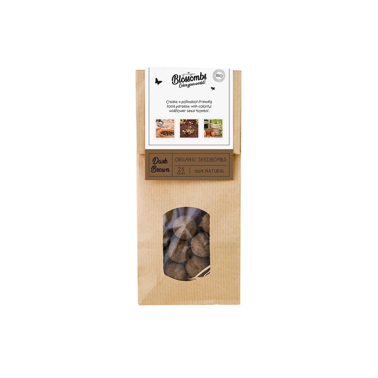 Kraft zak (met 10 of 25 Blossombs Bloembommetjes)