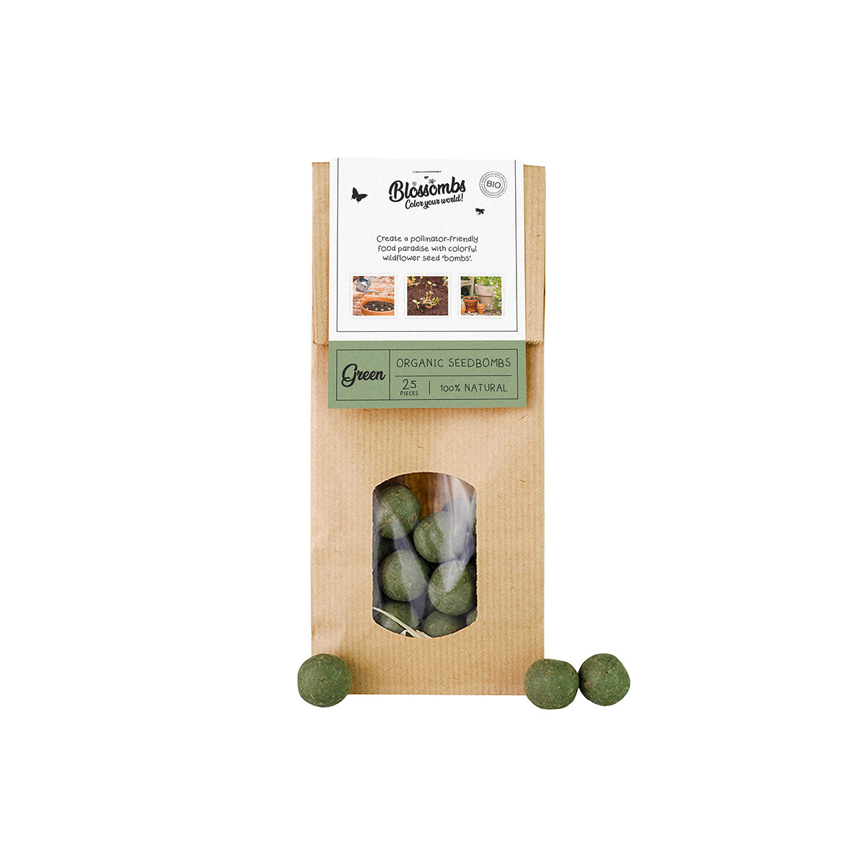 Kraft zak (met 10 of 25 Blossombs Bloembommetjes)