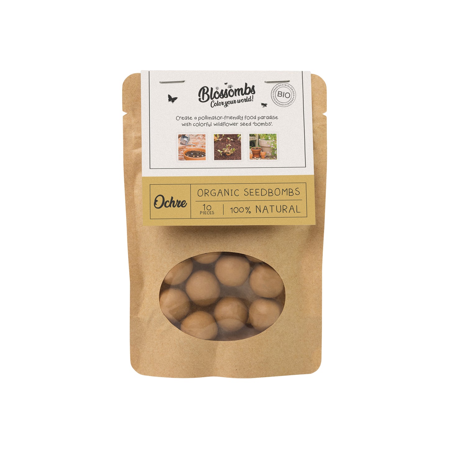 Kraft zak (met 10 of 25 Blossombs Bloembommetjes)