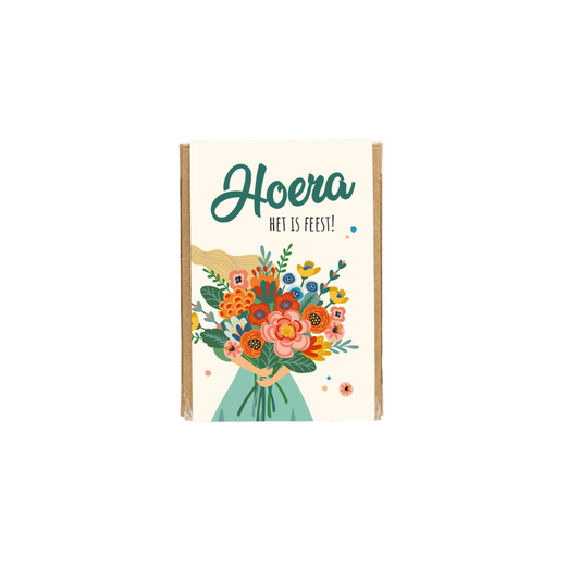 Gift Box Mini met 4 bloembommetjes - Hoera, het is feest!