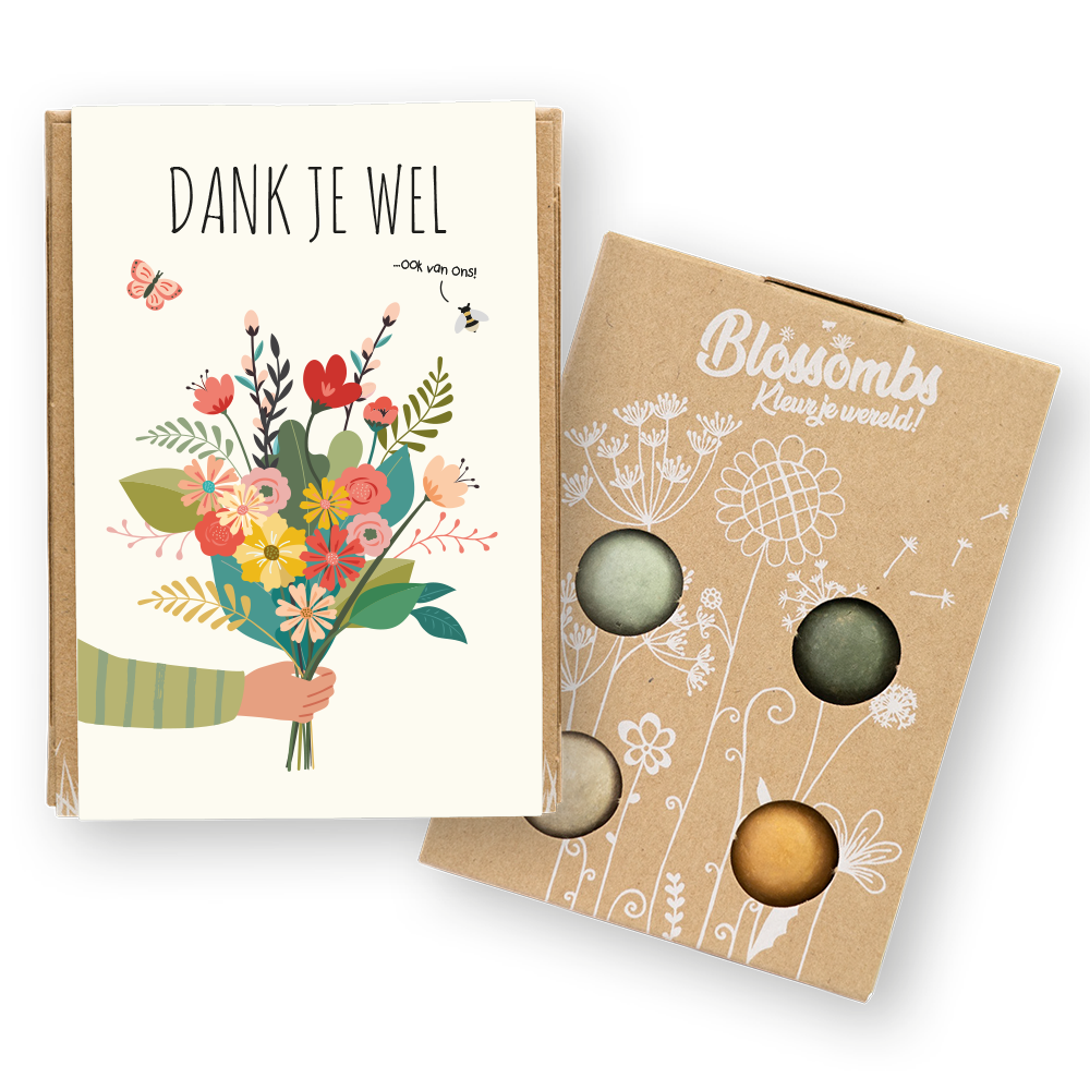 Geschenkdoosje 'dank je wel' met zaadbommetjes van Blossombs