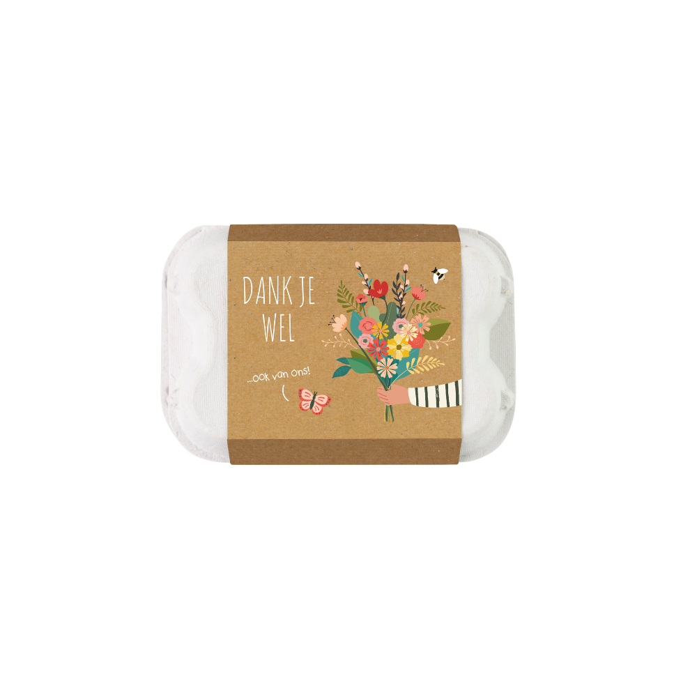 Eierdoosje met 6 zaadbommetjes - Dank je wel