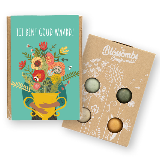 Gift Box Mini met 4 zaadbommetjes - Jij bent goud waard