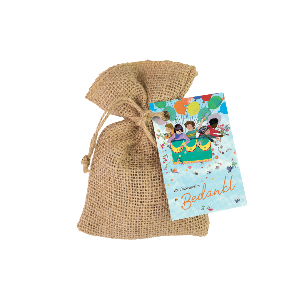 Jute cadeauzakje met 8 zaadbommetjes - Air Balloon