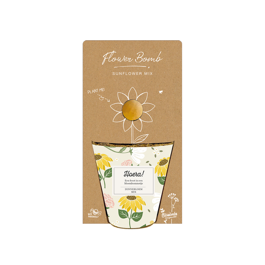 Grow Kit "Hoera!" met Zonnebloem Mix Zaadbommetje