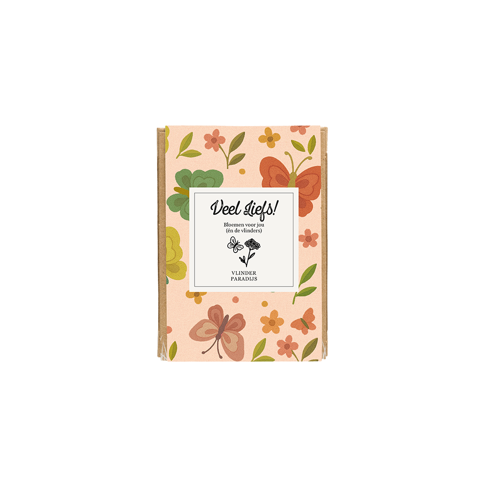 Gift Box Mini "Veel liefs!" met 4 Vlinder Mix Zaadbommetjes