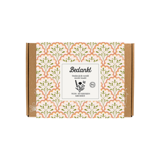 Gift Box Small "Bedankt" met 7 Tuin- en Keukenkruiden Mix Zaadbommetjes