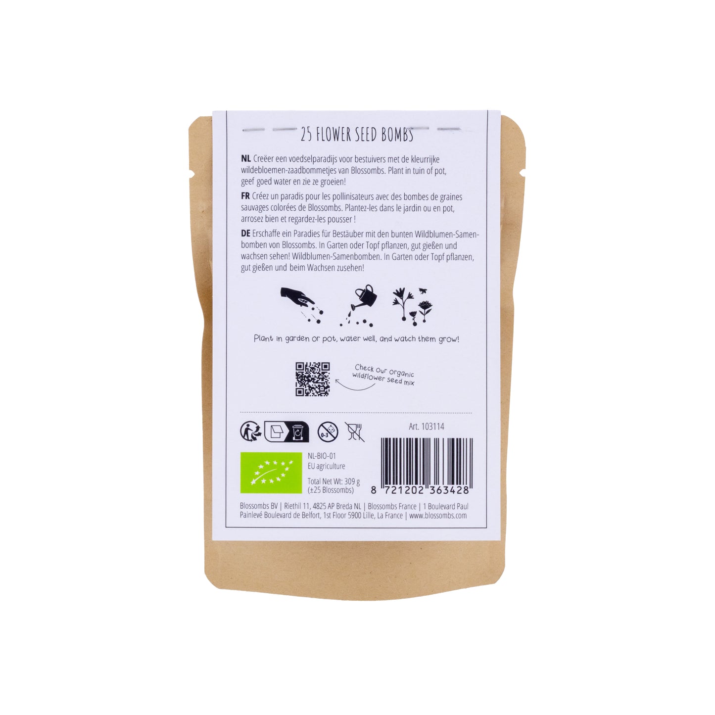 Pouch Bag met 25 Small Blossombs zaadbommetjes