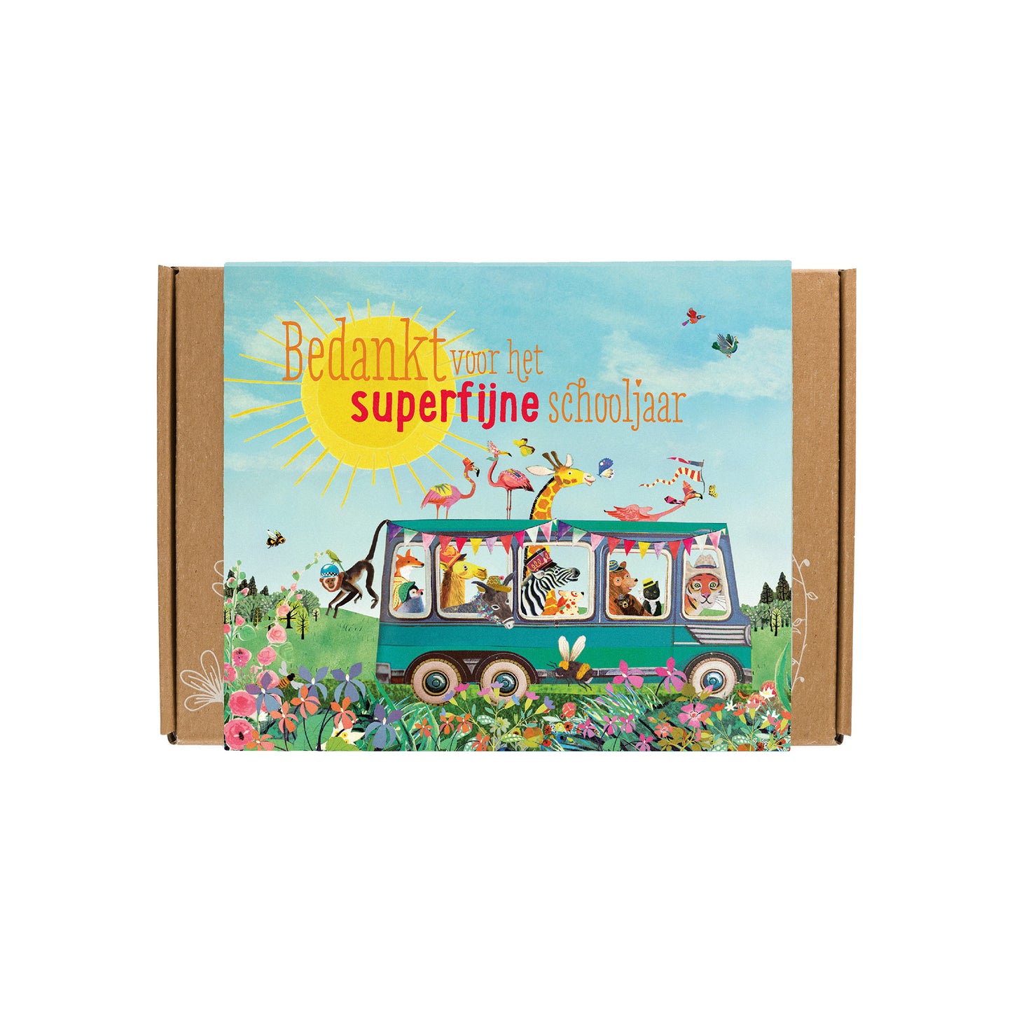 Gift Box Small Schoolbus "Bedankt" met 7 Wilde bloemen Mix Zaadbommetjes