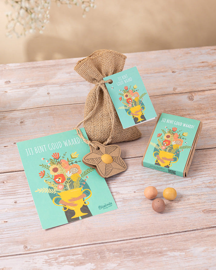 Gift Box Mini met 4 zaadbommetjes - Jij bent goud waard