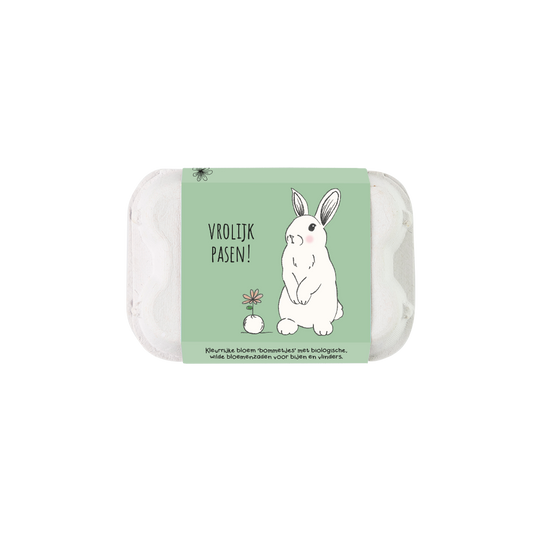 Paascadeau eierdoosje met 6 zaadbommetjes "Konijn"