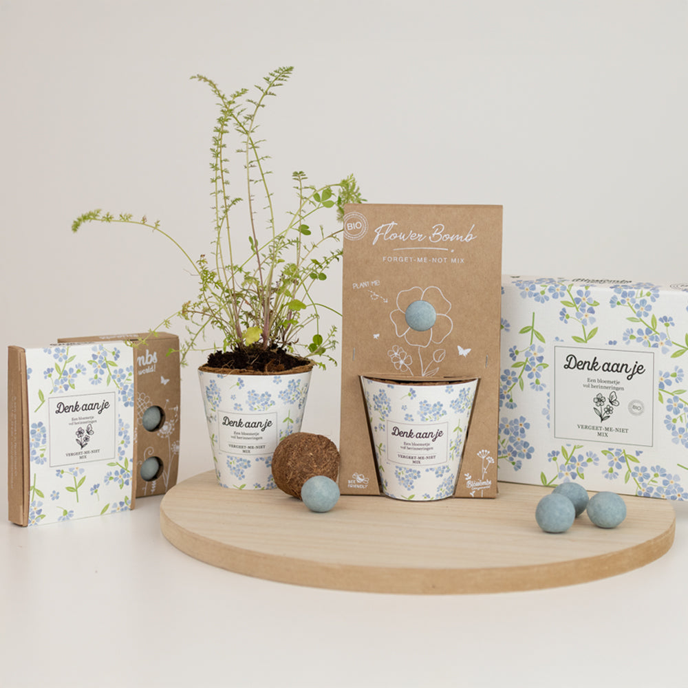 Grow Kit "Denk aan je" met Vergeet-me-niet Mix Zaadbommetje