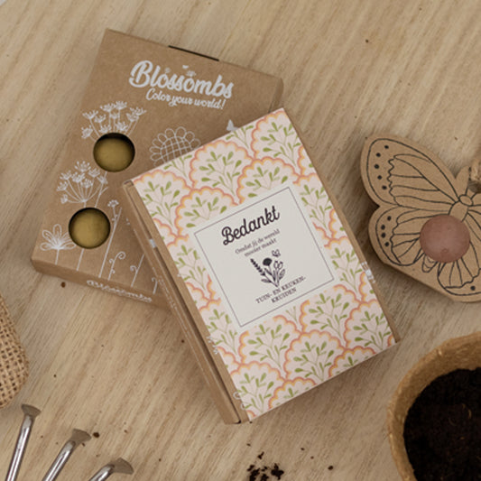 Gift Box Mini "Bedankt" met 4 Tuin- en Keukenkruiden Mix Zaadbommetjes