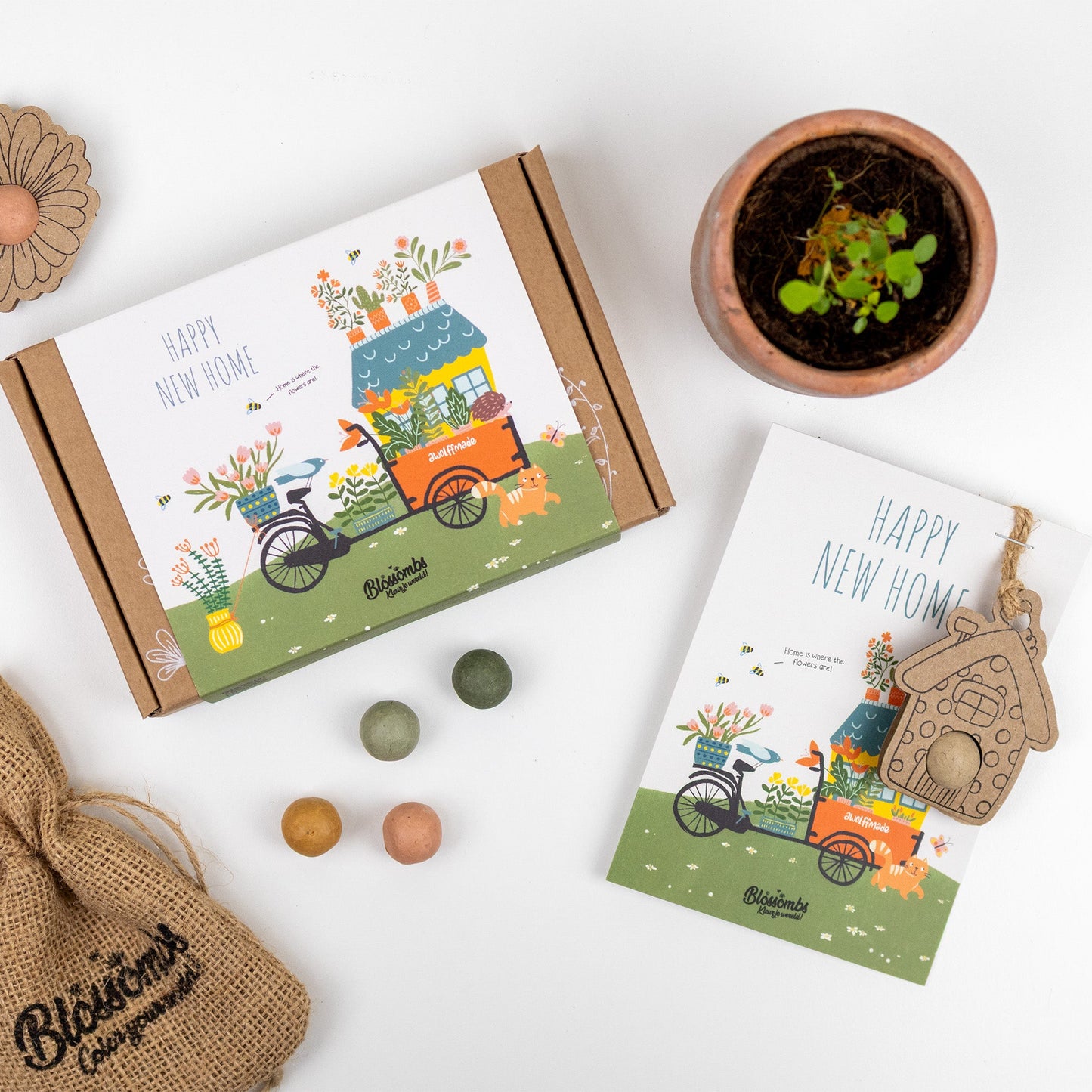 Gift Box Small 'Happy New Home' met 7 zaadbommetjes