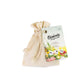 Katoenen zakje met Blossombs zaadbommetjes: een milieuvriendelijk en stijlvol zakje gevuld met Blossombs zaadbommetjes, perfect als cadeau of decoratie.