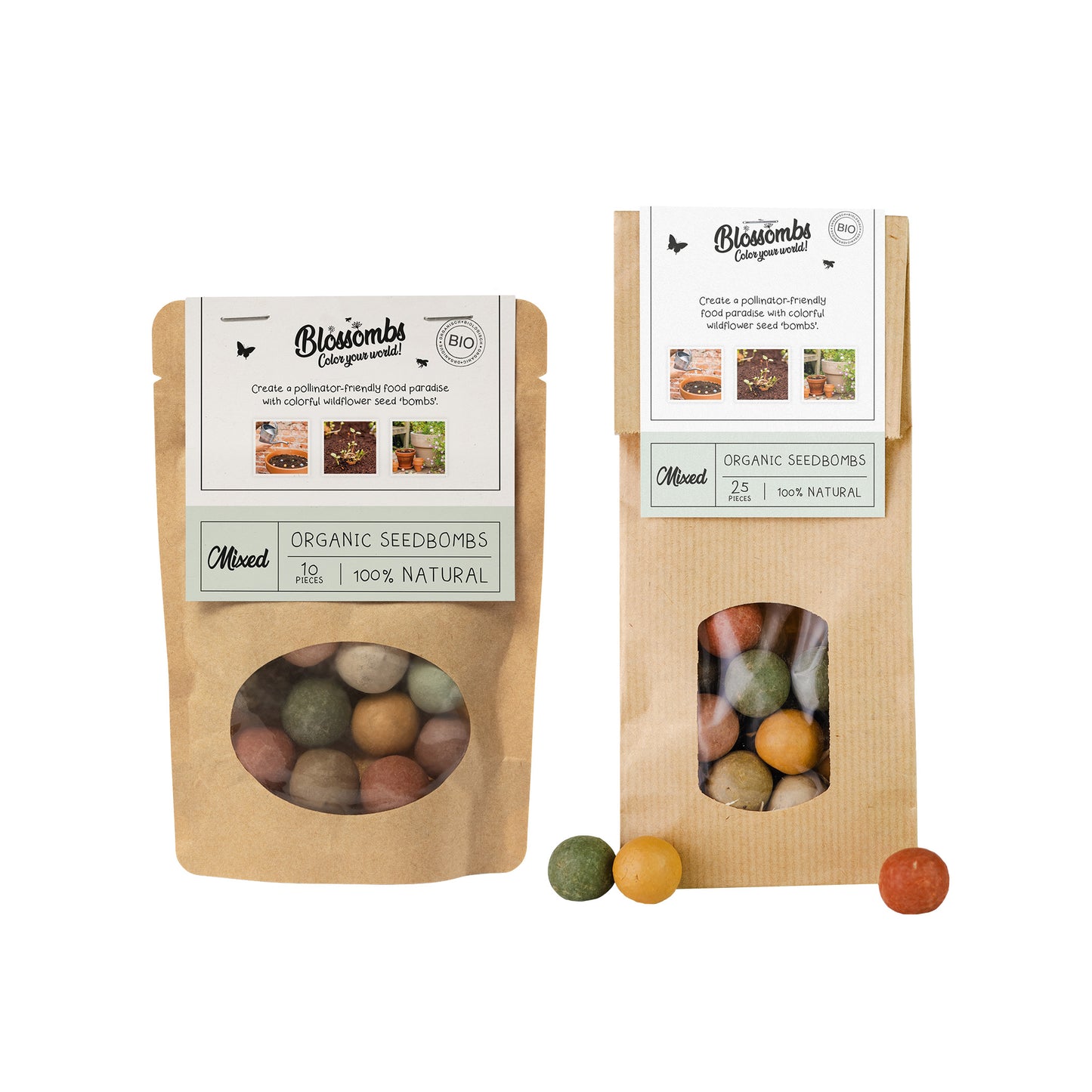 Kraft zak (met 10 of 25 Blossombs Bloembommetjes)