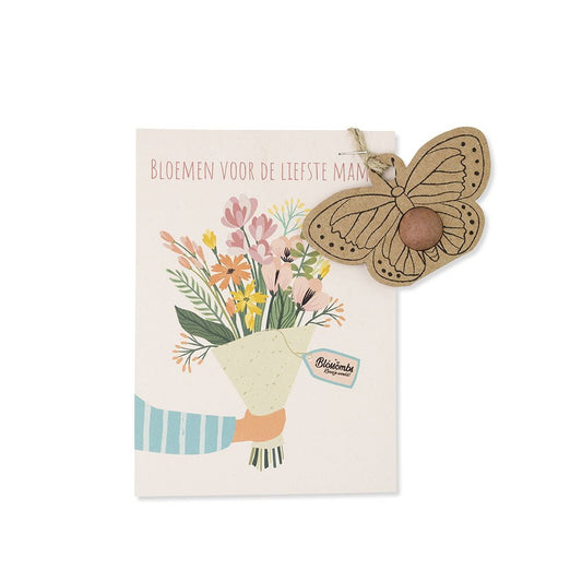 Hanger Vlinder met bloembommetje op kaart "Boeket"