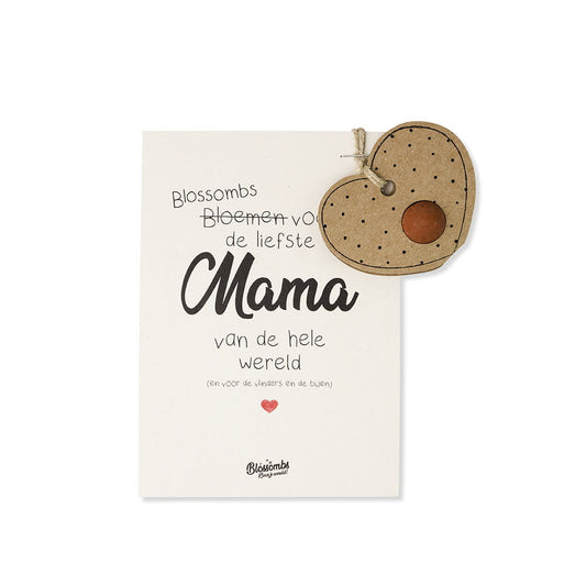 Hanger Hart met bloembommetje op kaart "voor de liefste Mama"